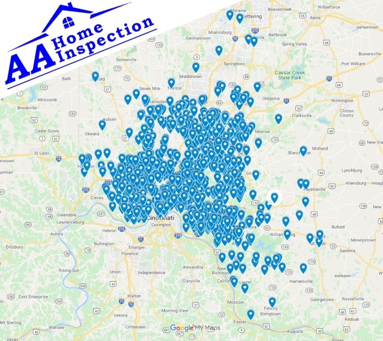 AA Home Inspection Cincinnati Completed Inspection Map